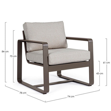 Poltrona "Merrigan" in alluminio verniciato a polvere da giardino e veranda