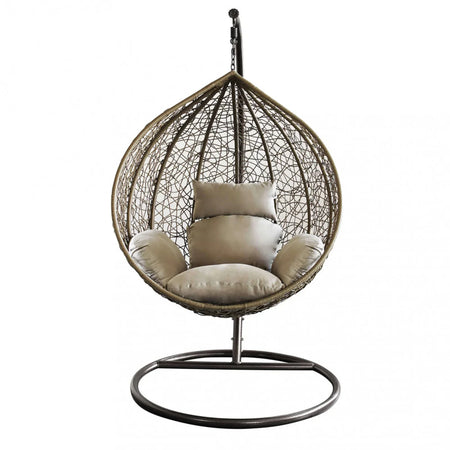 Poltrona a dondolo sospesa "Amirantes" per giardino e veranda in rattan con cuscino