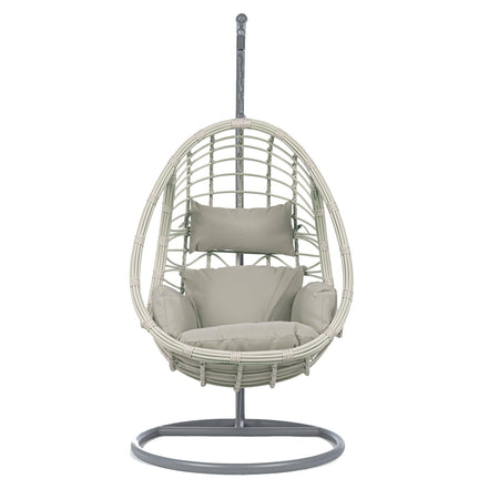 Poltrona a dondolo sospesa "Caracas" per giardino e veranda in rattan con cuscino
