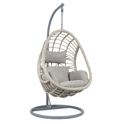 Poltrona a dondolo sospesa Caracas per giardino e veranda in rattan con cuscino
