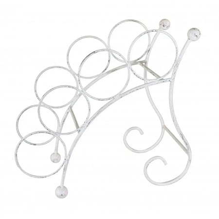 Porta Bottiglie In Ferro Battuto Stile Provenzale Bianco