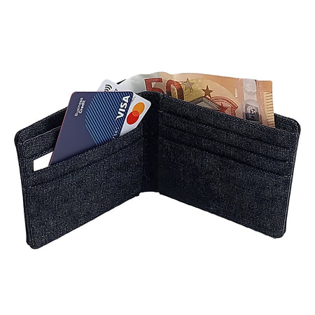 Portafoglio in Canvas con Blocco RFID blk