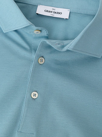Gran Sasso Polo in Cotone Piquet Azzurro da uomo