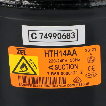 Compressore frigorifero ZEL HTH14AA gas R600 1/4 hp. cilindrata: 14 cc LBP