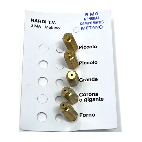 NARDI - UGELLI INIETTORI CUCINA-4 FUOCHI + FORNO GAS METANO FILETTO 5MA