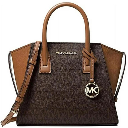 MICHAEL KORS AVRIL BROWN SIGNATURE PVC LEATHER SMALL TOP ZIP SAT 35F1G4VM2B-02 Michael Kors