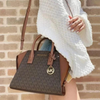 MICHAEL KORS AVRIL BROWN SIGNATURE PVC LEATHER SMALL TOP ZIP SAT 35F1G4VM2B-02 Michael Kors