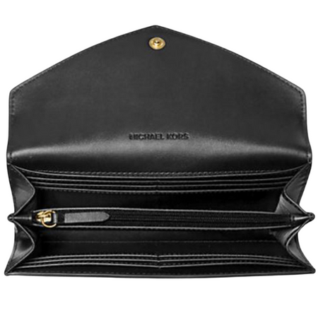 Michael Kors Jet Set Travel Large Logo Embossed Leather Envelope Wallet (Black) 35F3GTVE7T-001