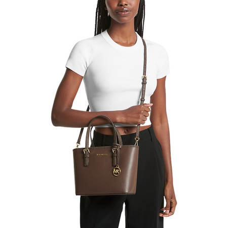 MICHAEL KORS CHARLOTTE SIGNATURE LEATHER LARGE TOP ZIP TOTE HAND