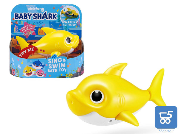 Promo 10 Pezzi Mixed 5 Gialli e 5 Blu Pinkfong Baby Shark Giocattolo da Bagno Canta e Nuota a Batteria per Bambini +18 Mesi - Rivenditore
