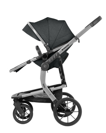 KIKKABOO Trio Completo IRENE, colore DARK GREY composto da Culla Navicella + Seggiolino Auto i-Size (40-87 cm) + Passeggino