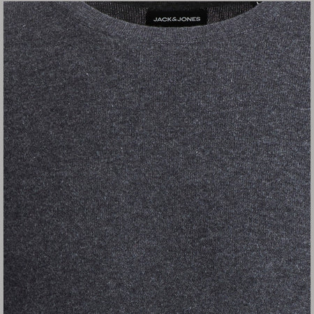 Pullover Uomo Grigio Melange Jack Jones, Girocollo Aderente