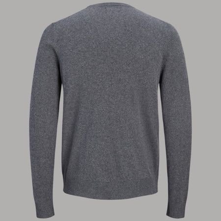 Pullover Uomo Grigio Melange Jack Jones, Girocollo Aderente