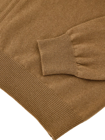 Gran Sasso Maglione Cardigan in Lana Marrone con Zip da uomo