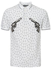 Dolce & Gabbana Polo in Piquet Bianca con Stampa Allover da uomo