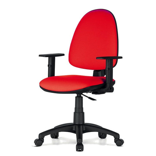 Poltroncina ergonomica con braccioli, schienale oscillante e regolabile in altezza, con elevazione a gas