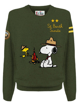 MC2 SAINT BARTH felpe senza cappuccio uomo mc2 saint barth - heron donegal snoopy scouts 52 patch - verde militare da uomo