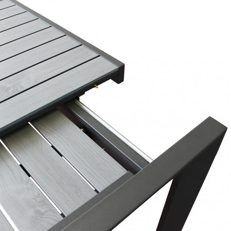 Tavolo in alluminio piano effetto legno "Bahia" allungabile per esterno e giardino 190/250 cm