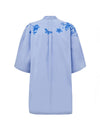 Gucci Camicia Kimono in Popeline di Cotone Azzurra con Stampa Fiori da donna