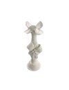 Candeliere piccolo in porcellana total white Schonherr, con fiocco decorativo, altezza 18 cm, completo di scatola regalo, confetti, sacchetto e bigliettino.