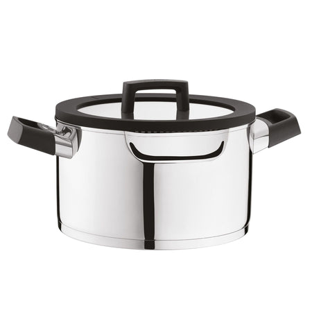 Set pentole Berghoff Uqonic Downdraft 7 pezzi con coperchi rotanti, acciaio inox, antiaderente CeraGreen, adatto a tutti i piani inclusi downdraft