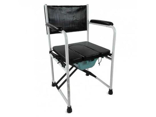 Sedia WC Pieghevole in Acciaio Mod. Ebro Bianco e Nero 100 kg