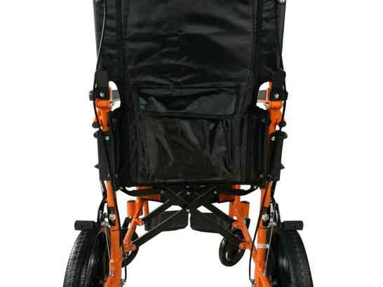 Sedia a rotelle pieghevole in alluminio 41 cm, colore arancione e nero