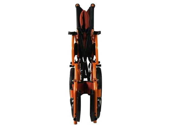 Sedia a rotelle pieghevole in alluminio 41 cm, colore arancione e nero