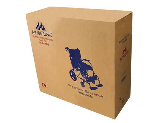 Sedia a rotelle pieghevole in alluminio 41 cm, colore arancione e nero