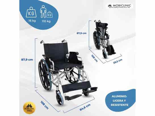 Sedia a rotelle Plegable Ópera, Aluminio, Asiento 46 cm, Color Nero
