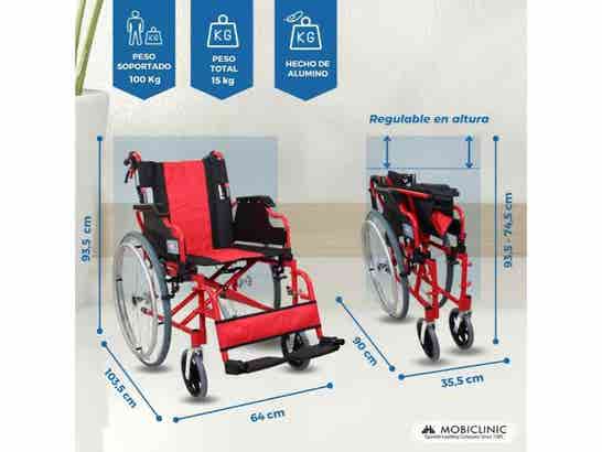 Sedia a rotelle in alluminio Torre rossa e nera, max 100 kg
