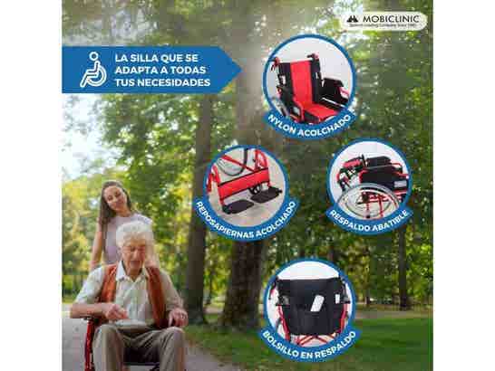 Sedia a rotelle in alluminio Torre rossa e nera, max 100 kg
