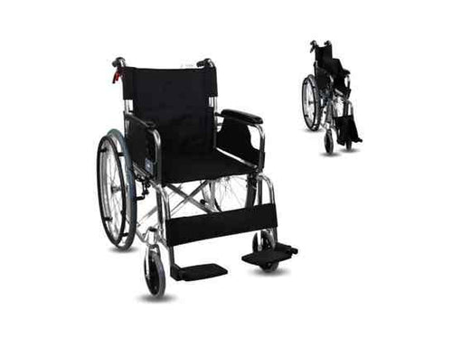 Sedia a rotelle Plegable de Aluminio Palacio, Asiento 46 cm, Negro, 100 kg