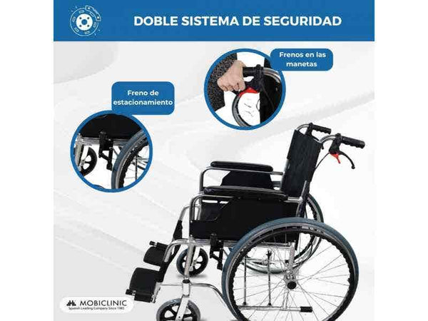 Sedia a rotelle Plegable de Aluminio Palacio, Asiento 46 cm, Negro, 100 kg
