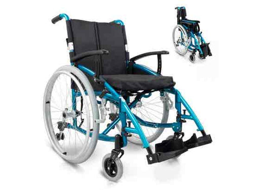 Sedia a rotelle in alluminio 24 modello Venecia 43 cm (turchese)