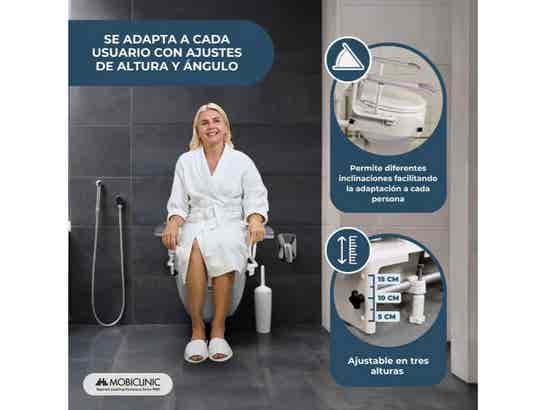 Elevatore WC regolabile e inclinabile con coperchio e braccioli abatibili