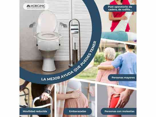 Elevatore WC regolabile e inclinabile con coperchio e braccioli abatibili