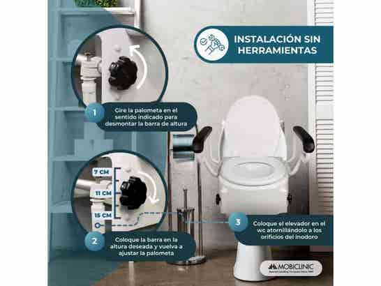 Rialzo per WC Tajo con braccioli ribaltabili, regolabile in altezza 40cm