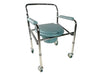 Sedia WC in acciaio con ruote, altezza regolabile, Mod. Molle, argento
