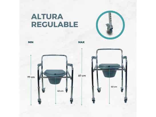 Sedia WC in acciaio con ruote, altezza regolabile, Mod. Molle, argento