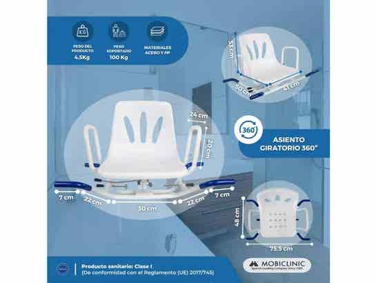 Sedia da bagno girevole Lago per assistenza igienica 100 kg