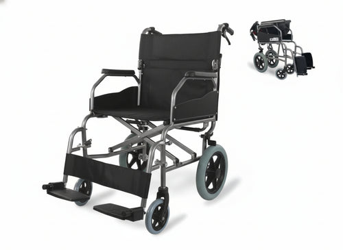 Sedia a rotelle Museo in alluminio con schienale nero