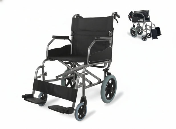 Sedia a rotelle Museo in alluminio con schienale nero