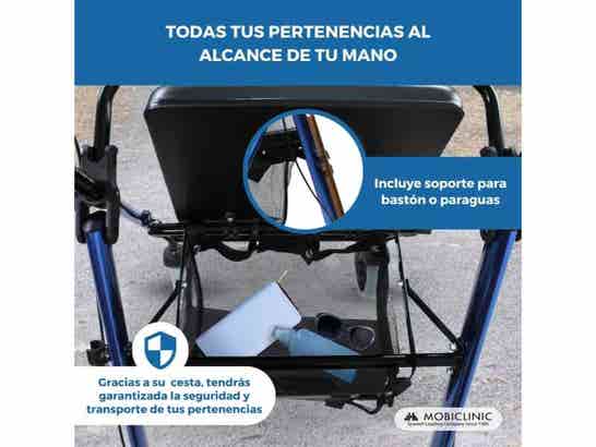 Rollator Rollator Modello Hércules, 4 Ruote, Cesta in Tessuto, Freni