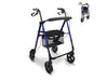 Rollator 4 ruote in alluminio con freni, modello Augusto, colore blu