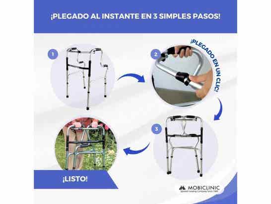 Rollator Plegabile Aluminio Pórtico per Anziani - 100 kg, Regolabile 82,5-100 cm