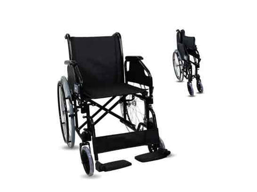 Sedia a rotelle 24 Nera Mod. Cattedrale in acciaio (max 100kg)
