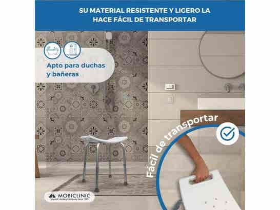 Sedia da bagno San Fermín in alluminio e PVC, regolabile, senza schienale