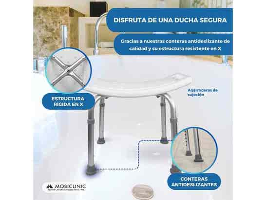 Sedia da bagno San Fermín in alluminio e PVC, regolabile, senza schienale