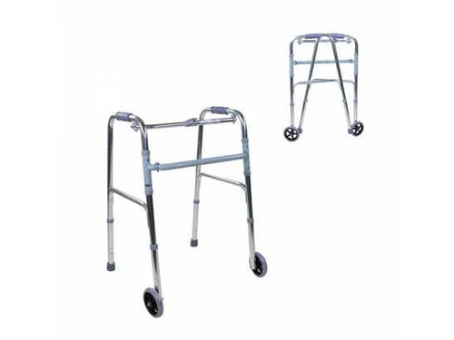Rollator per anziani Mod. Capitel, 2 ruote, alluminio, finitura argento